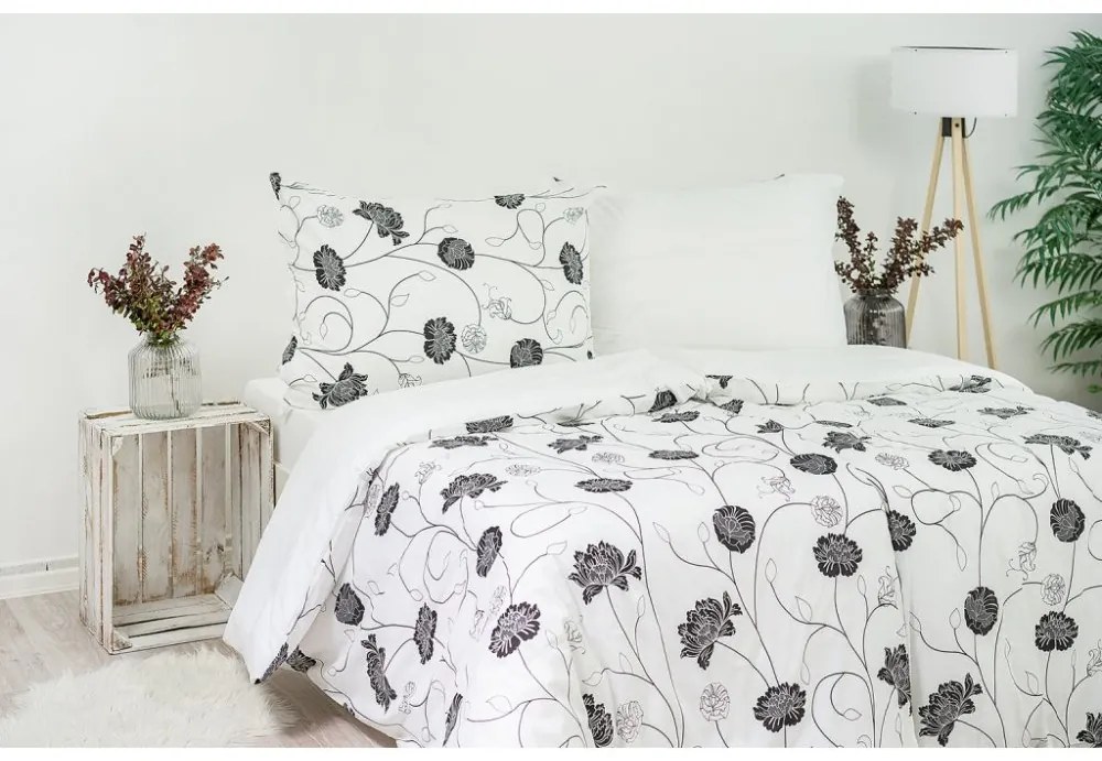 Stanex  obliečky 100% Bavlna Astra čierno-biela 220x240/2x70x90 cm
