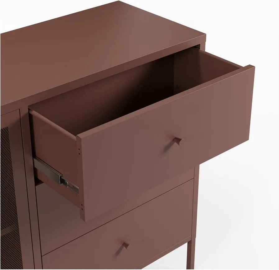 Vínovočervená kovová komoda 140x90x40 cm Fayna – Marckeric
