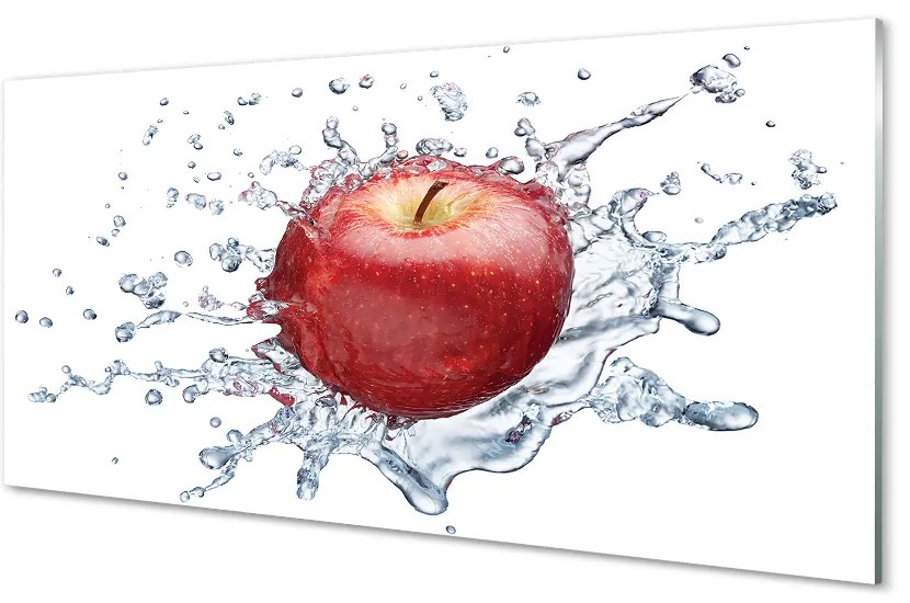 Obraz na skle Červené jablko vo vode 140x70 cm
