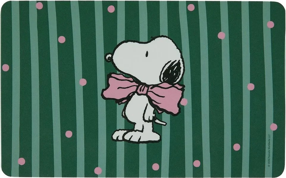 PEANUTS Raňajková doska Snoopy s motýlikom - zelená