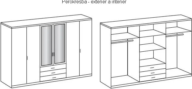 Šatníková skriňa Ben, 270 cm, doskový dub/biela