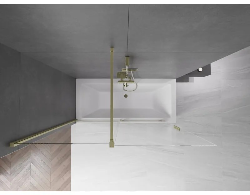Mexen Velar, 2-krídlová posuvná vaňová zástena 160 x 150 cm, 8mm číre sklo, zlatý matný profil, 896-160-000-01-55
