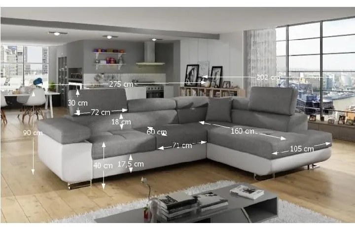 Rohová sedacia súprava DOLI, pravá, sivá (neve 97/83)