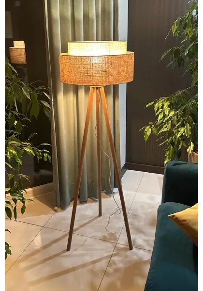 Duolla - Stojacia lampa YUTE BOHO 1xE27/15W/230V pr. 45 cm hnedá/krémová