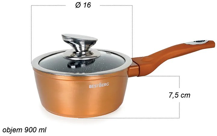 15-dielna sada riadu s mramorovým povrchom BestBerg BBN-1015G / zlatá