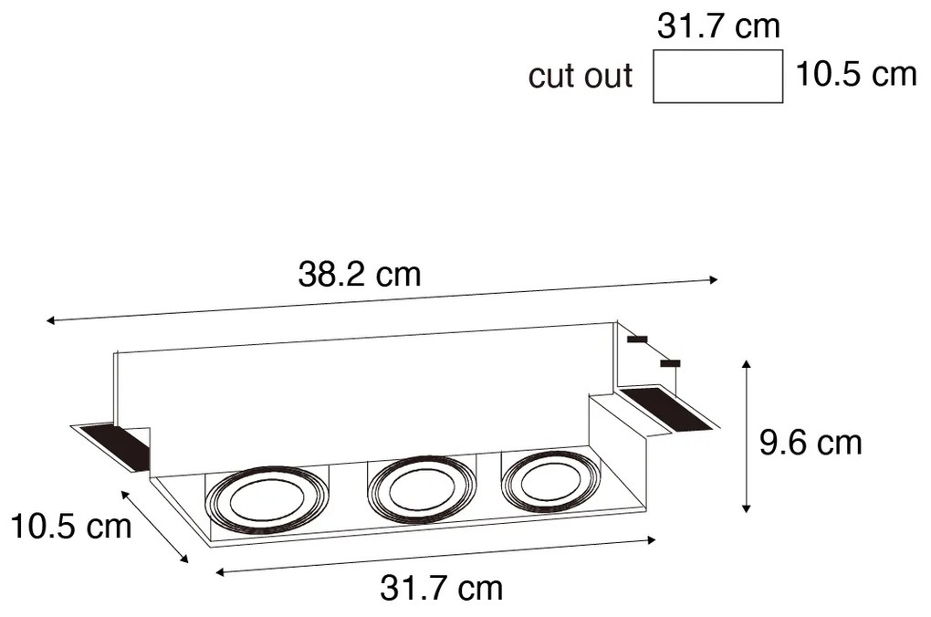 Zapustené bodové svetlo biele GU10 AR70 bez rámu 3-svetlo - Oneon