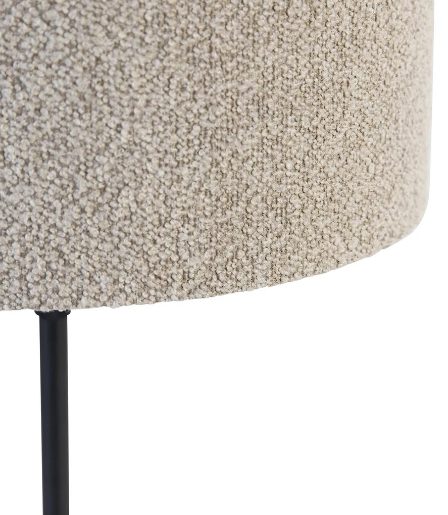 Stolná lampa čierna nastaviteľná s buklým tienidlom taupe 35 cm - Parte