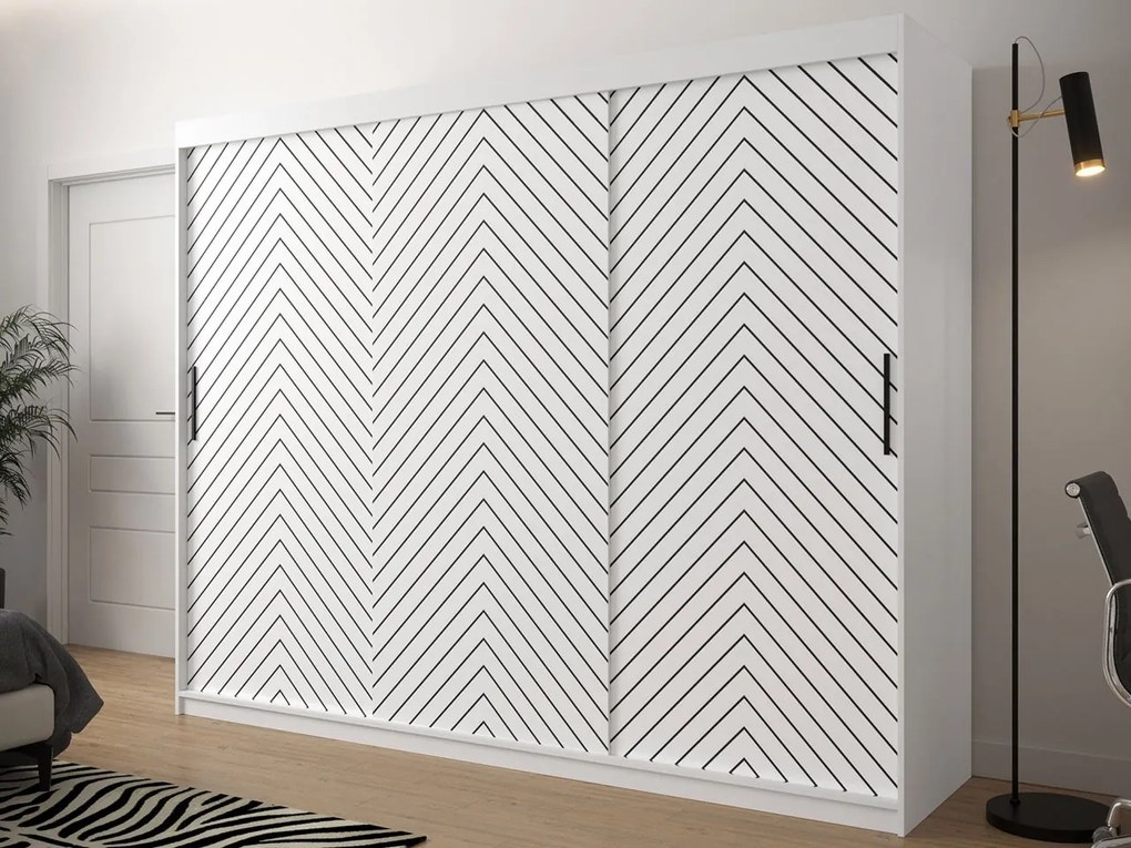 Šatníková skriňa s posuvnými dverami Ratintu 1 250 cm, zásuvka: nie, Farby: čierna / dub artisan + čierna