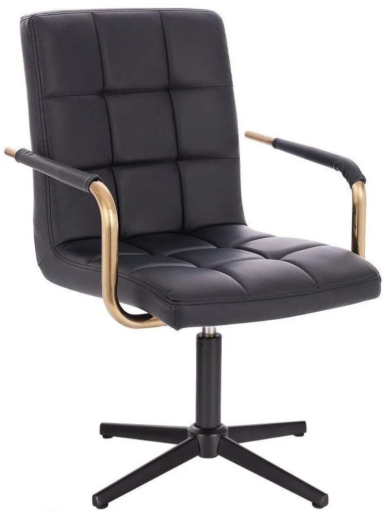 LuxuryForm DESIGN Stolička VERONA GOLD na čiernom kríži - čierna