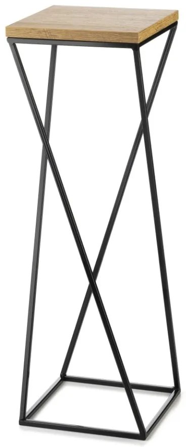 Kvetinový stojan LOFT I 70 cm čierny/dub lancelot