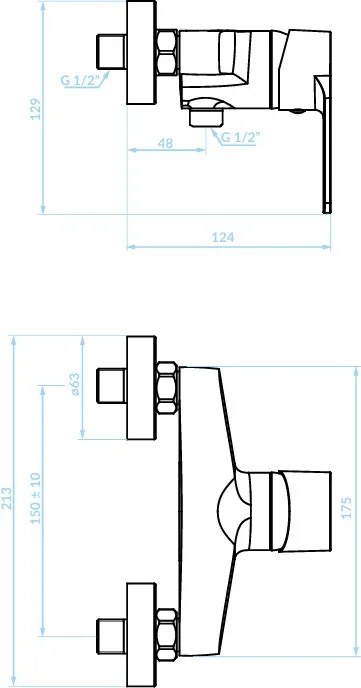 Kuchinox Luga, nástenná sprchová batéria, chrómová, LAV-BQL_040D