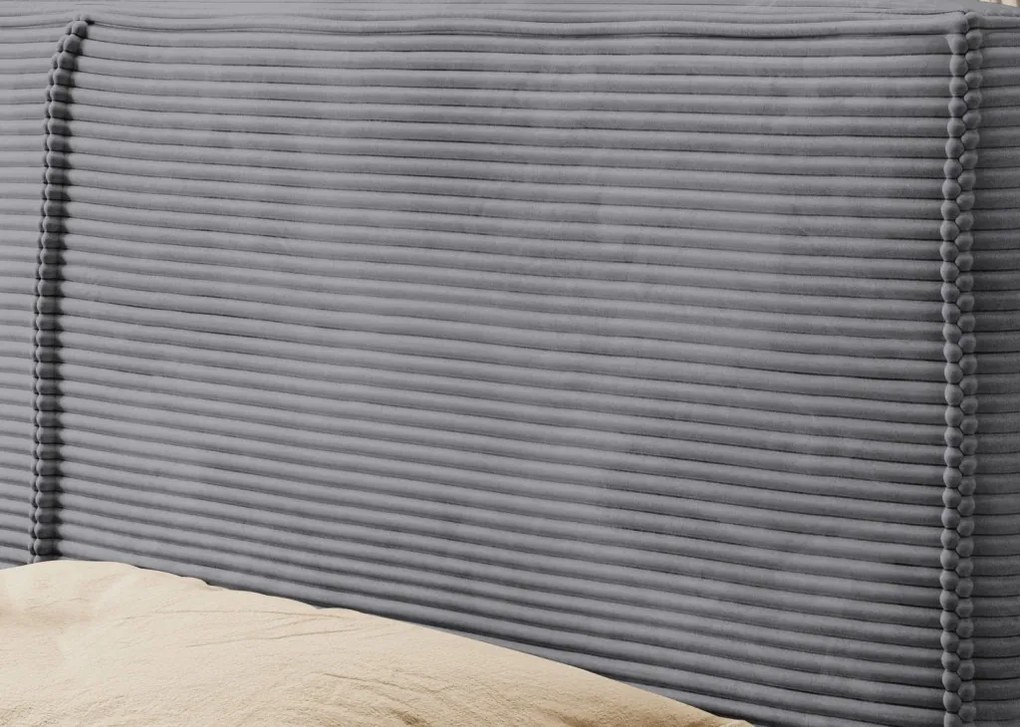 Posteľ Inez 180x200 cm, stredne šedá štruktúrovaná látka