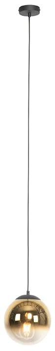 Art Deco závesná lampa čierna so zlatým sklom 20 cm - Pallon