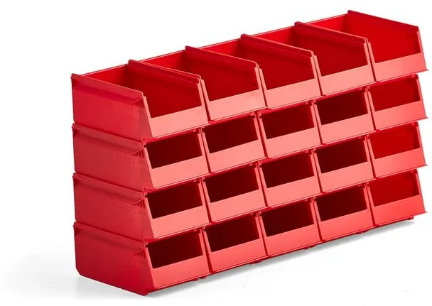 Plastové boxy AJ 9000, séria-75, 170x105x75 mm, 20 ks, červená