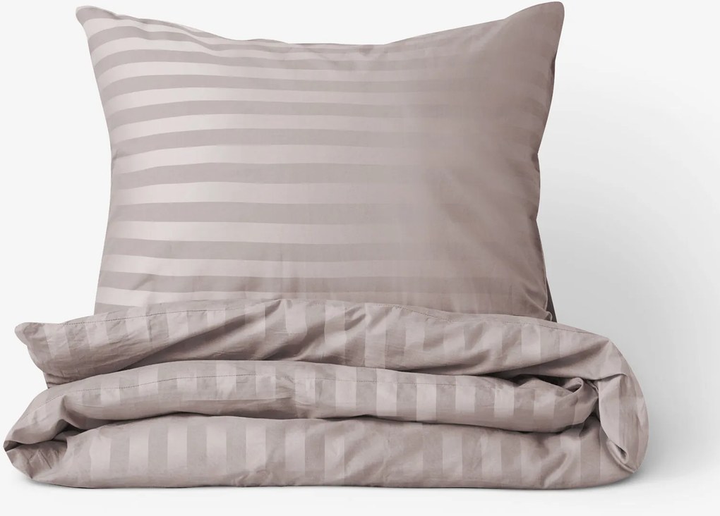 Goldea damaškové posteľné obliečky - sivohnedé prúžky so saténovým leskom 140 x 200 a 70 x 90 cm