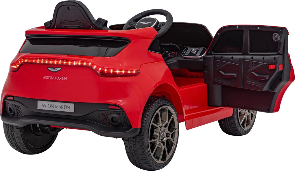 Ramiz Aston Martin DBX na batérie pre deti Červená + diaľkové ovládanie + EVA + pásy + pomalý štart + LED zvuk