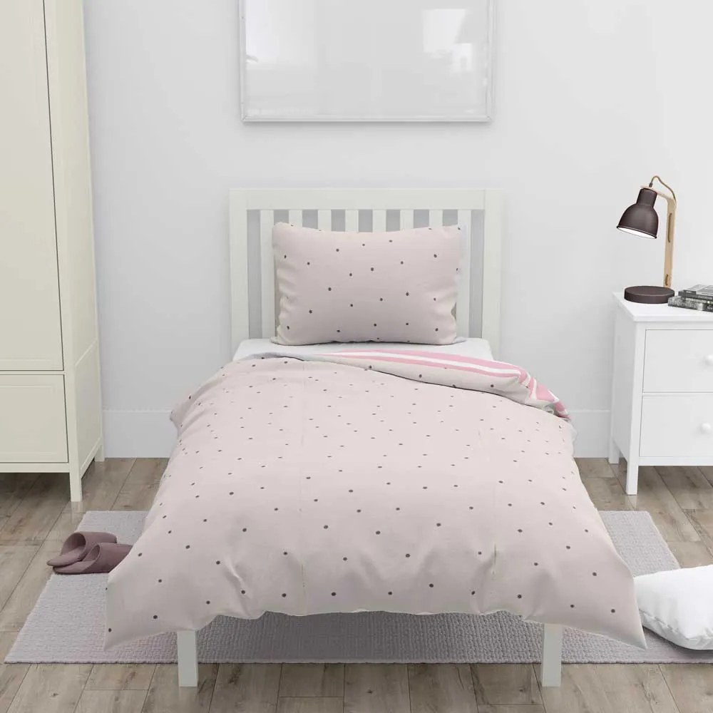 HOME ELEMENTS Bavlnené obliečky na jednolôžko, obojstranné, svetlo šedé a ružové