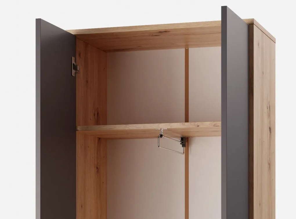 Šatníková skriňa Vincent, dub artisan/antracit