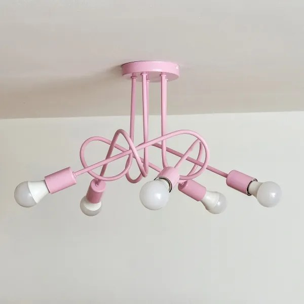 Prisadený luster OXFORD 5xE27/15W/230V ružový