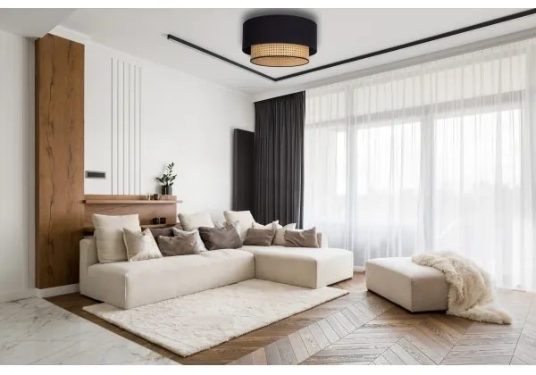Duolla - Stropné svietidlo BOHO 1xE27/15W/230V pr. 45 cm čierna/ratan