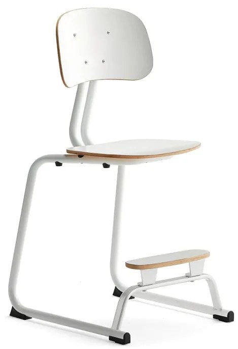 Školská stolička YNGVE, podnož s klzákmi, biela, biela, V 520 mm