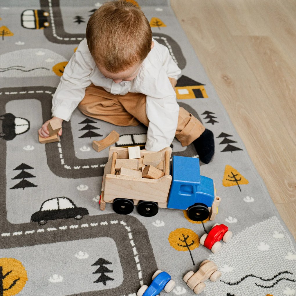 Hanse Home, DOPREDAJ: 160x220 cm Detský koberec Adventures 104535 Grey/mustard, 160x220, šedá, detská izba