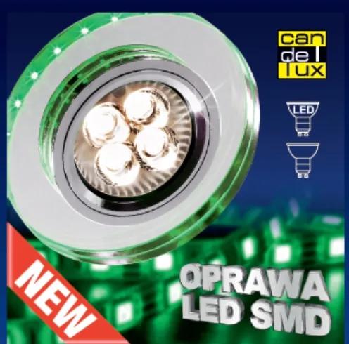 CLX Stropné LED podhľadové osvetlenie FALLA, 1xGU10 50W + LED 3W, 9cm, okrúhle, zelené