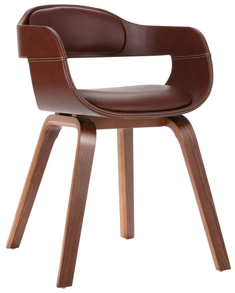 Jedálenská stolička, hnedá, ohýbané drevo a umelá koža