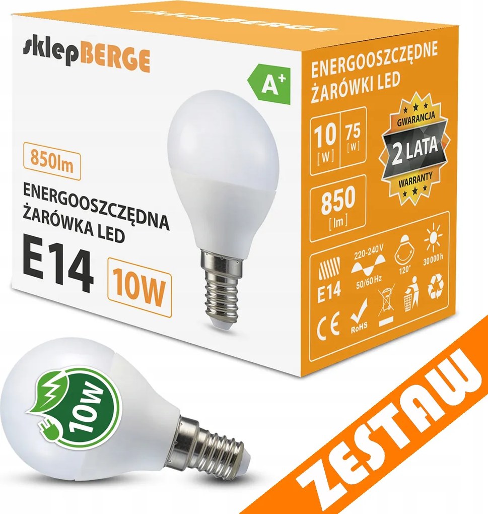 SADA 10x LED žiarovka E14 8W 700lm G45 - neutrálna biela