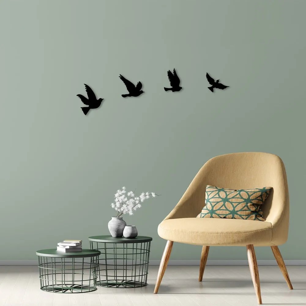Kovové nástenné dekorácie v súprave 4 ks 18x20 cm Birds – Wallity
