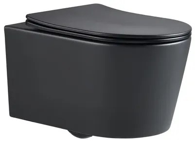 Wc závesné SAT Brevis s doskou softclose, so zadným odpadom, 53 cm, čierny SATBRE011RREXPBKM