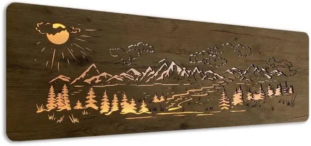 Podsvietený obraz vrchy a les na batériu