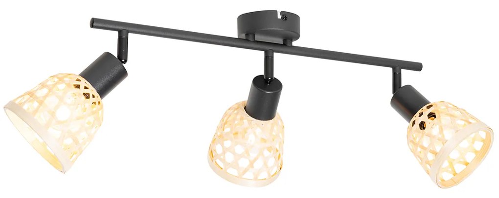 Orientálne bodové svetlo čierne s bambusom 3-svetlo - Rayan