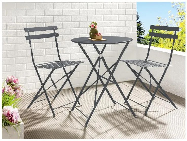 Livarno home Záhradná bistro súprava, 3-dielna (antracitová)  (100386189)