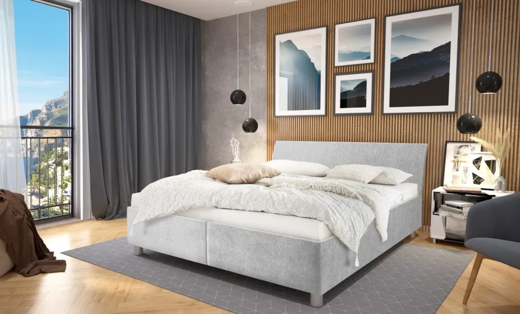 Posteľ Bali 180x200 cm, svetlosivá látka