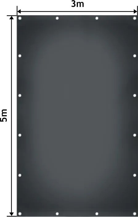 JAGO Plachta 650 g/m², hliníkové oká, antracit, 3 x 5 m
