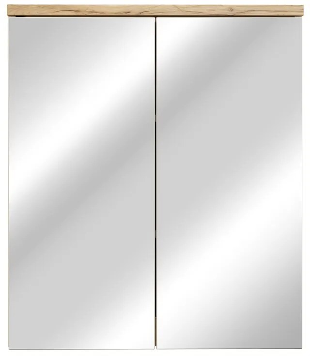 Závesná skrinka so zrkadlom Bali 84-60-2D kašmír/dub wotan