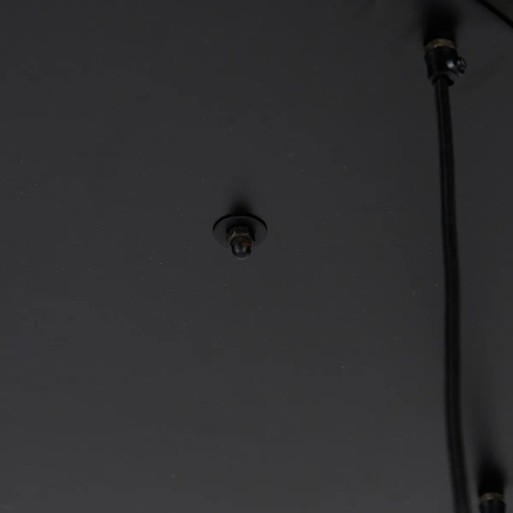 Priemyselné závesné svietidlo čierne s mosadzou 5-svetlo - Haicha