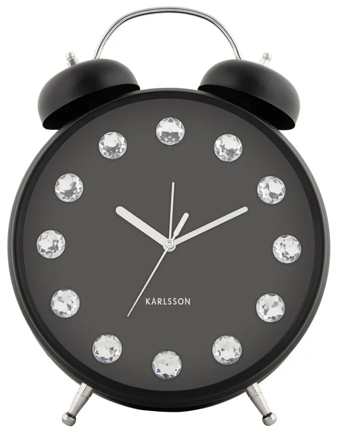 Karlsson 6019BK dizajnové stolné hodiny/budík čierna, pr.. 30 cm