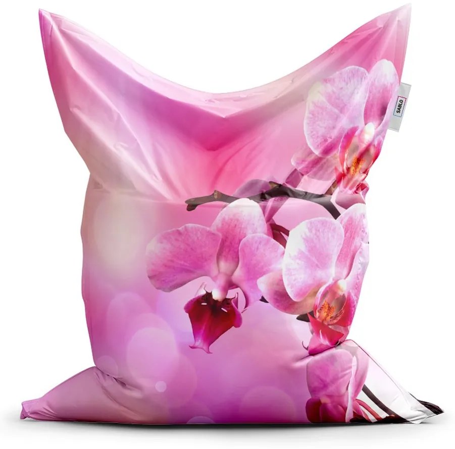 Sedací vak Classic kvety orchidey - detský, ružová