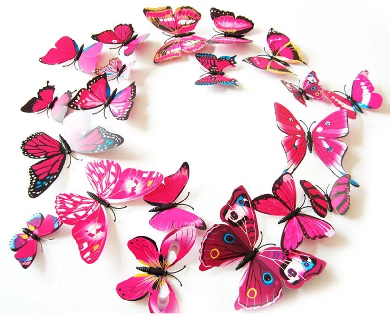Veselá Stena Farebné 3D Motýliky Ružové