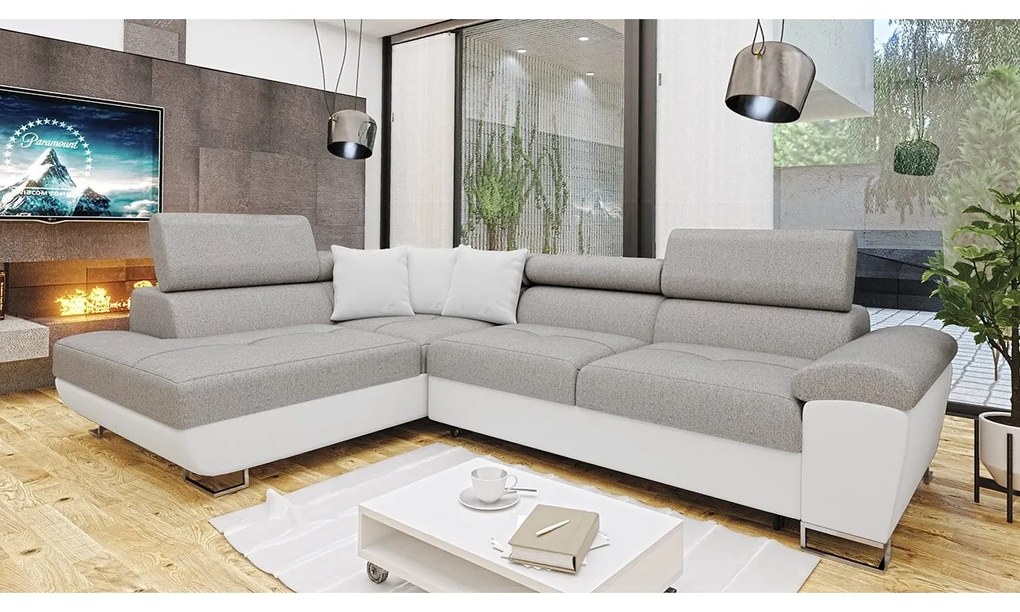 Rohová sedačka Alvin, Dostupné poťahy: ekokoža Soft 017 + Uttario Velvet 2971 + Kronos 02, Strana: ľavá