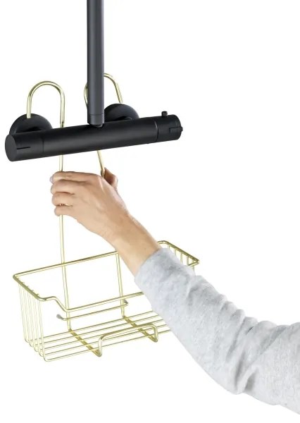 WENKO 25937100 - Sprchový kôš MILO 25x36 cm nerezová oceľ/zlatá/číra