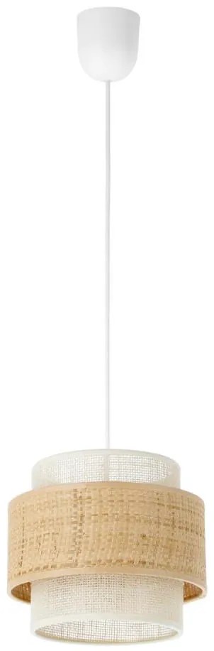 Závesný luster BOHO na lanku, 1× E27, 60 W, 230 V, Ø 20 cm, juta/krémová