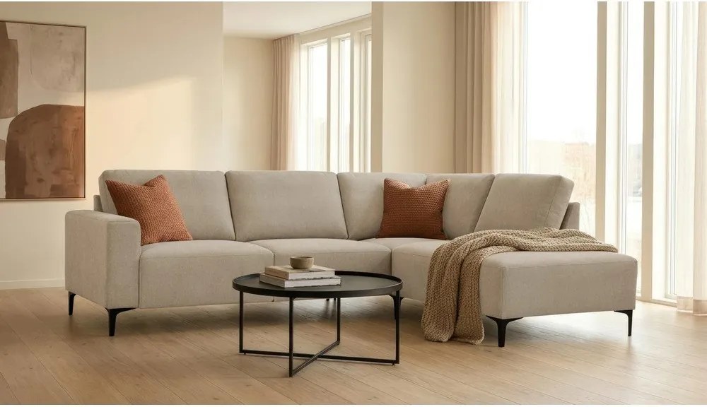 Svetlohnedá ženilková rohová pohovka (pravý roh/do L) Fabian – Scandic