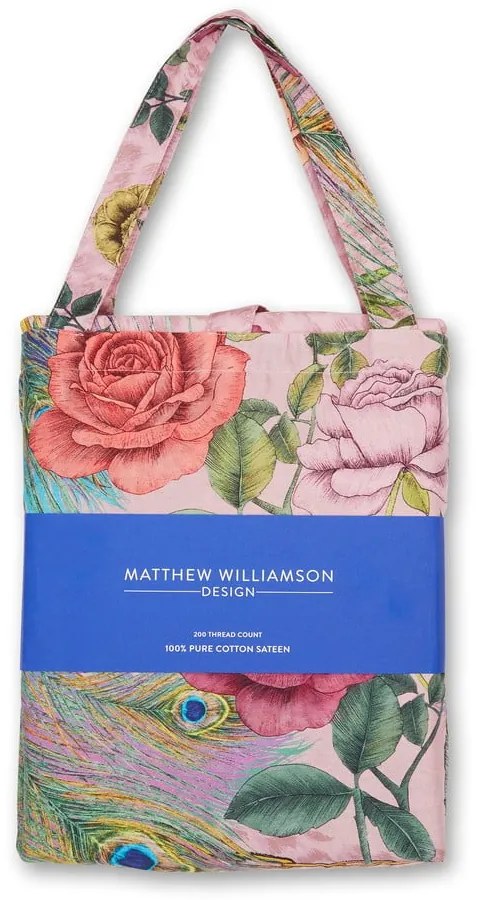 Ružové obliečky na jednolôžko z bavlneného saténu 135x200 cm Xanadu Peacock – Matthew Williamson