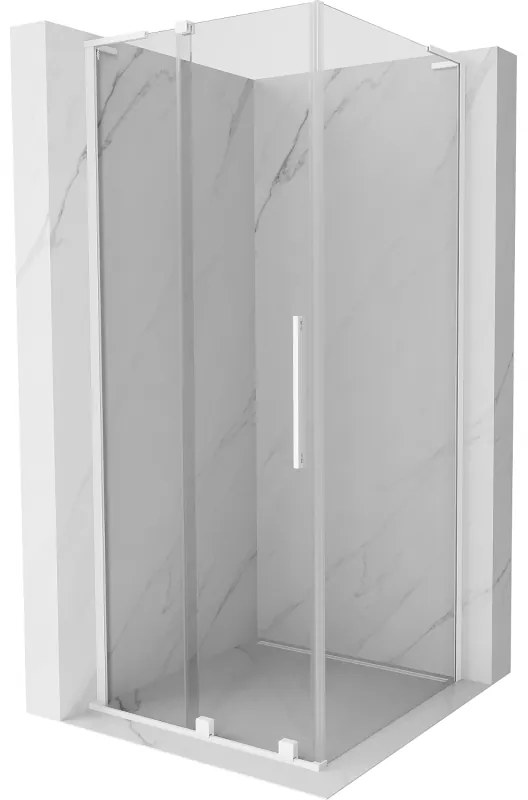 Mexen Velar L, sprchový kút s posuvnými dverami 110 x 110 cm, 8mm číre sklo, biela matná, 871-110-110-03-20