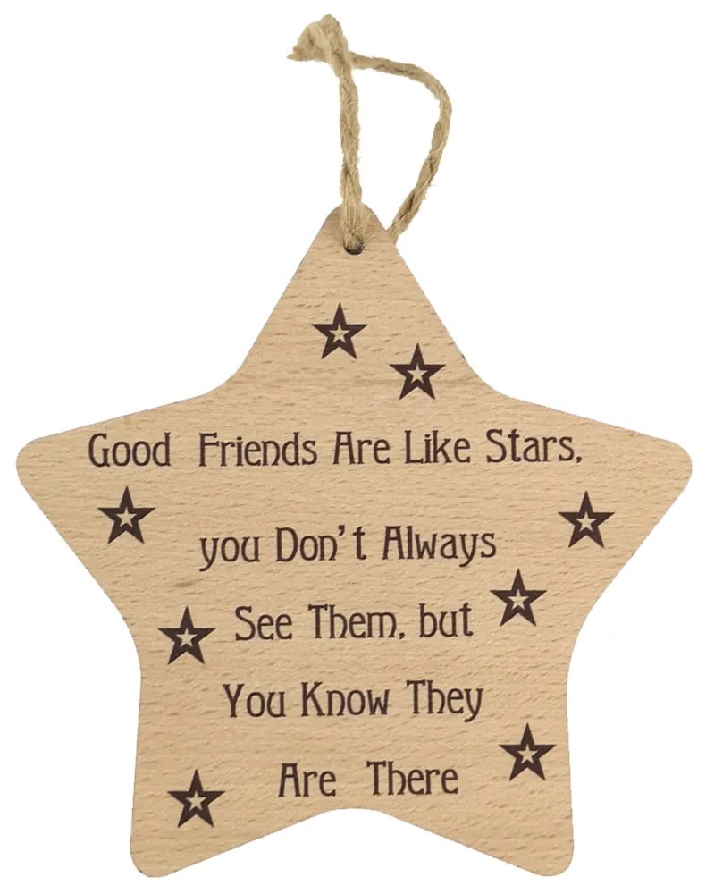 AMADEA Drevená dekorácia hviezda Good Friends Are Like Stars ..16cm