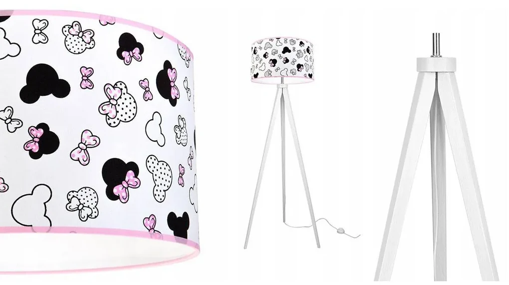Detská stojacia lampa Minnie, 1x textilné tienidlo, (výber z 2 farieb konštrukcie)