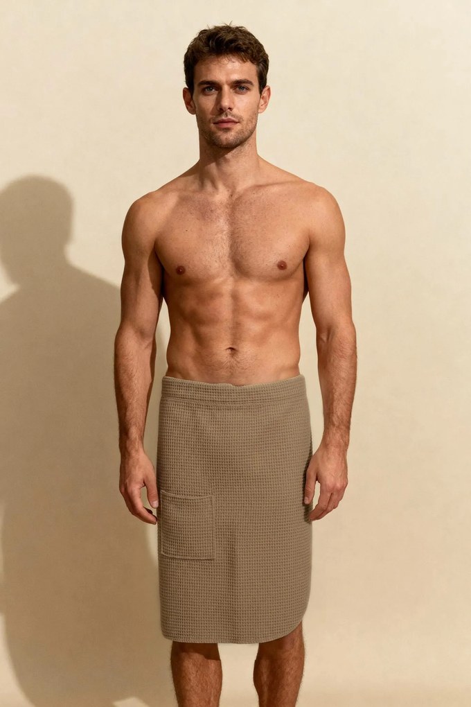 Vaflová osuška na zapínanie (kilt) tmavobéžová Veľkosť: L/XL